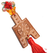 桃木雕刻元 宝 宝大钱币八卦挂件古币元