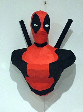 死侍超级英雄主题墙壁装饰立体纸模型壁挂lowpoly手工纸艺饰品