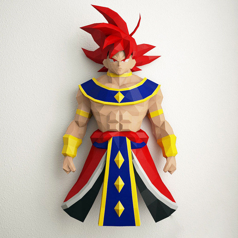 1米高 七龙珠孙悟空破坏神手工diy纸模型家居墙面挂饰装饰品卡通