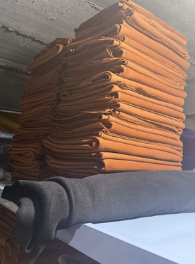 148号深橙色双面羊绒布料 890g/1.6m 20%澳绒80羊毛 可剥开手缝