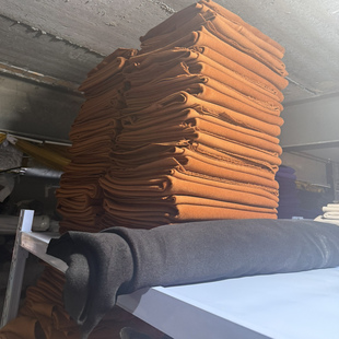 20%澳绒80羊毛 1.6m 可剥开手缝 890g 148号深橙色双面羊绒布料