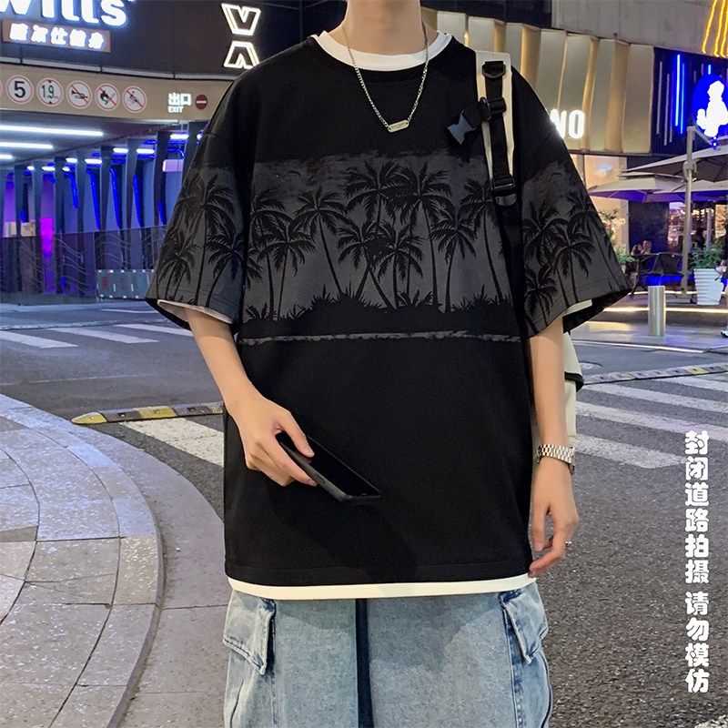 菠萝格短袖280克美式休闲宽松潮百搭男士T恤A107-TX2403-特P30,男装T恤,电商A107