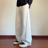 灰色休闲裤男秋季慵懒风垂坠高级感拖地裤cleanfit复古宽松直筒裤,男装休闲裤,电商A107, 灰色休闲裤男秋季慵懒风垂坠高级感拖地裤cleanfit复古宽松直筒裤,男装休闲裤,电商A107,