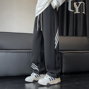 320克华棉 2026秋季新款 直筒大码美式条纹拖地长裤CK98113-特P45，男装休闲裤，电商A107