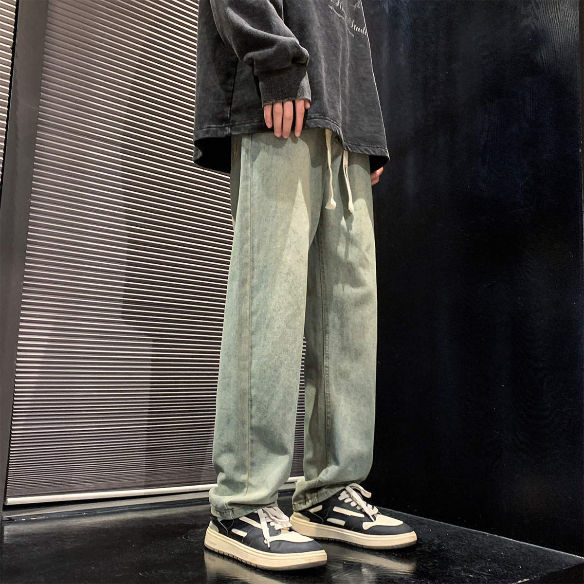 抖音直播高品质 23港风新款牛仔裤直筒休闲长裤 A107-6622-P55图片