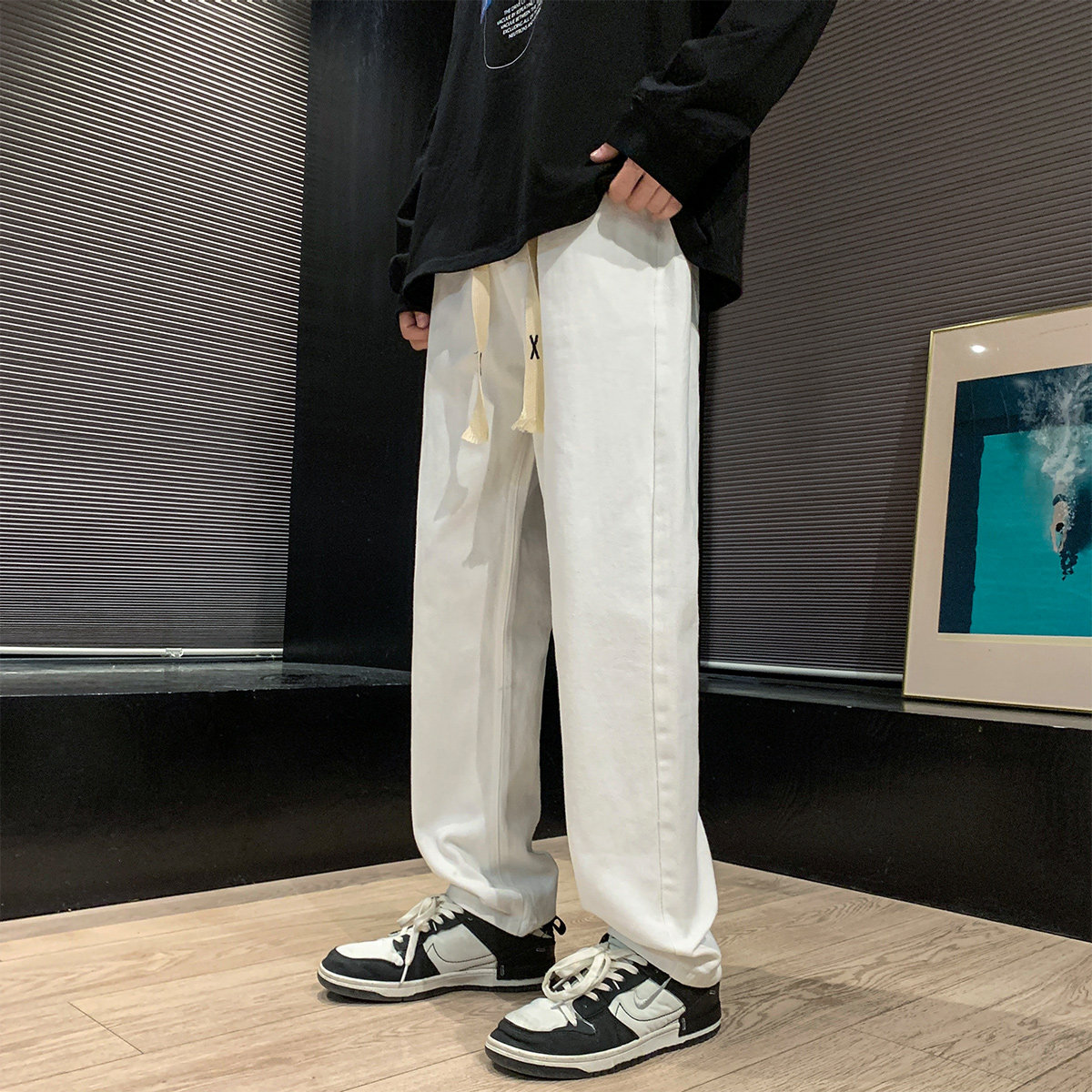 抖音直播高品质23港风新款牛仔裤直筒休闲长裤A107-6622-P55,男装牛仔裤,电商A107