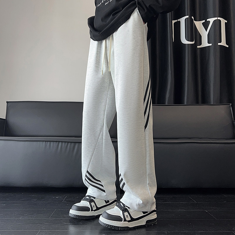 320克华棉2026秋季新款直筒大码美式条纹拖地长裤CK98113-特P45，男装休闲裤，电商A107