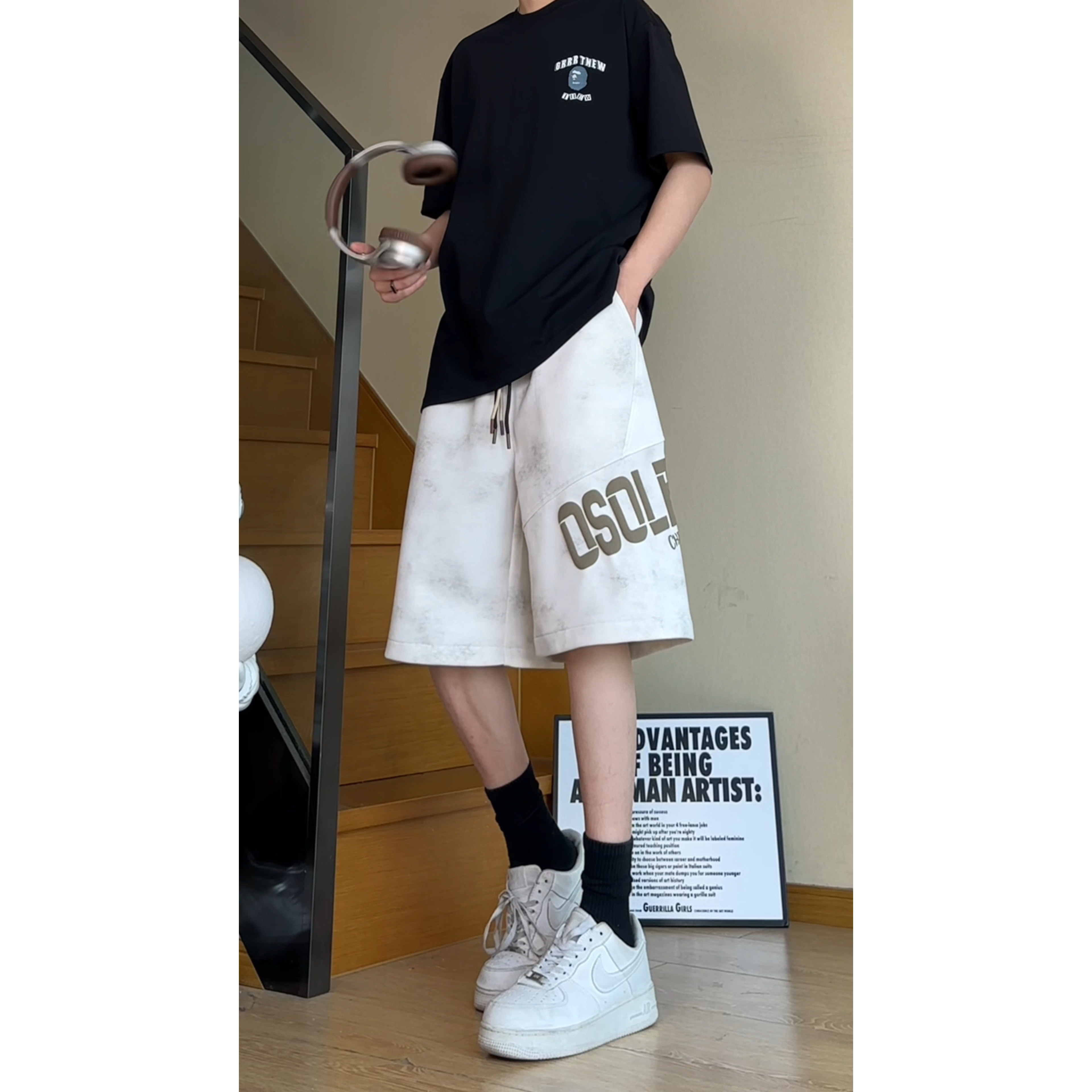 得物品质2025凉感透气休闲夏季宽松扎染短裤A107-DK2593-特P28,男装牛仔裤,电商A107