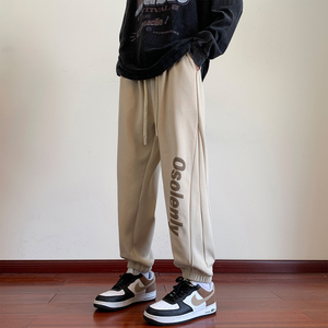 春秋季运动裤男潮流宽松束脚卫裤初高中生潮流简约百搭休闲长裤子图片