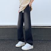 水洗阔腿牛仔裤 男设计感潮拖地长裤 A107 直播品质 NZ007 特P35