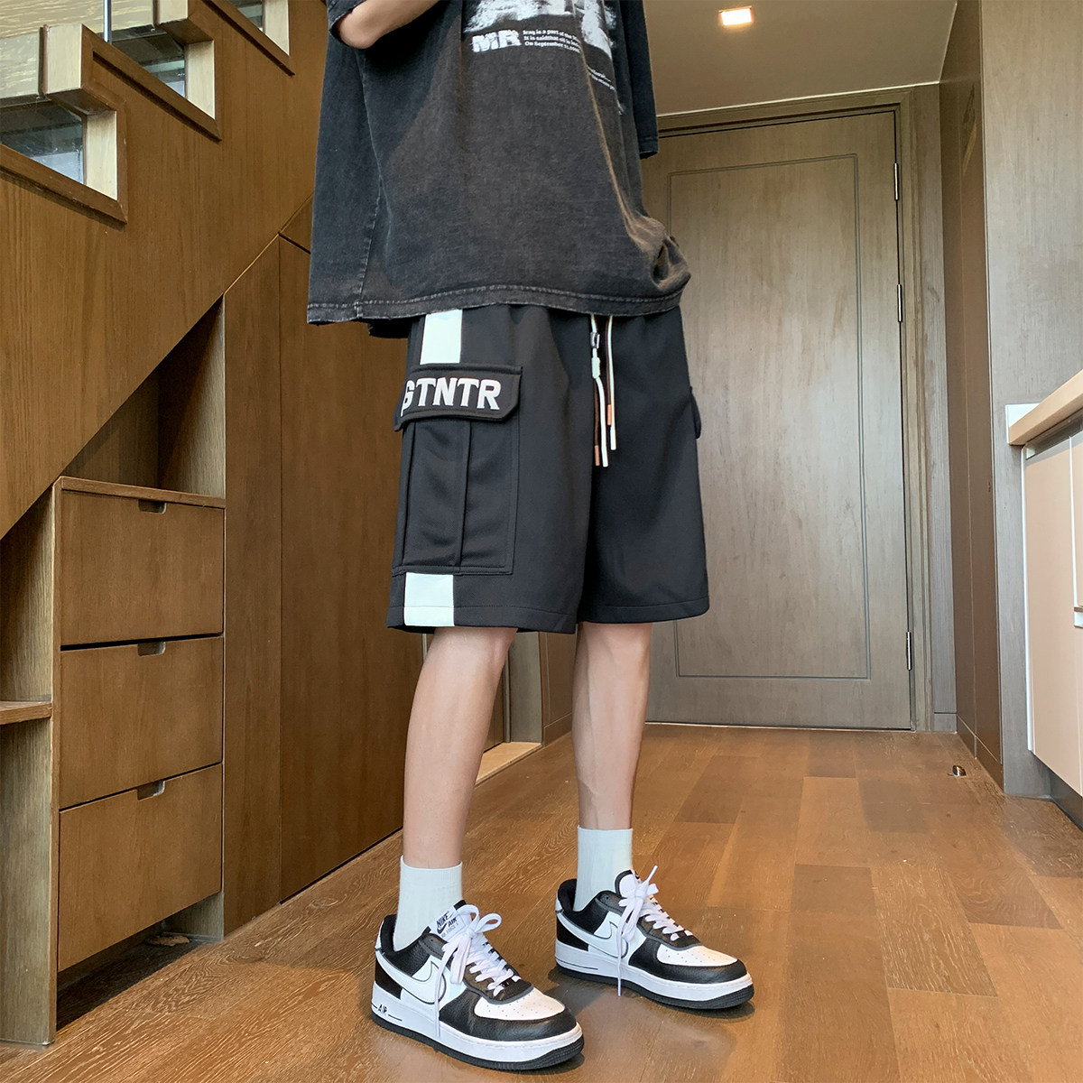 抖音品质A107-K23850-特P35菠萝格:93%聚酯纤维7%氨纶短裤,男装牛仔裤,电商A107