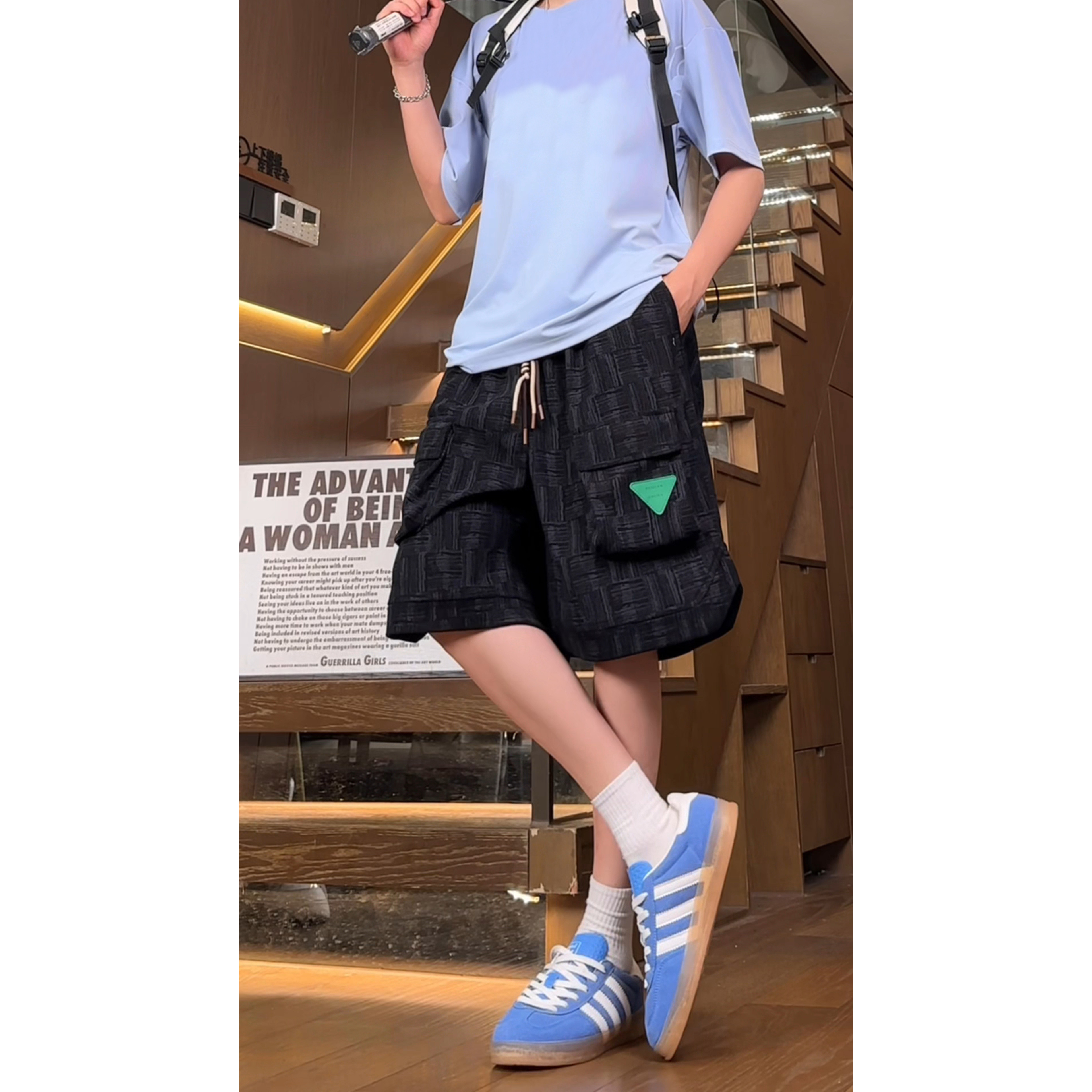 2025凉感透气休闲短裤男夏季宽松百搭短裤A107-DK889-特P30，男装牛仔裤，电商A107