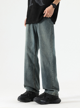 美式高街牛仔裤男女秋冬水洗宽松修身直筒长裤 A107-H807-特P30