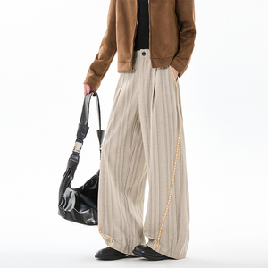 2026春季新品 条纹复古风宽松阔腿拖地裤 CK26108-特P48，男装休闲裤，电商A107