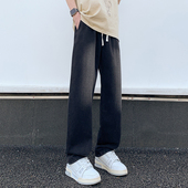 水洗阔腿牛仔裤 男设计感潮拖地长裤 A107 直播品质 NZ007 特P35