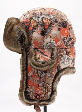 VISON 雷锋帽东北棉帽滑雪帽冬季骑车护耳防寒防风毛帽子男女士潮