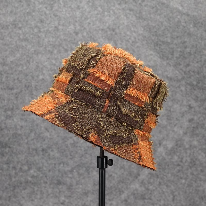 日系毛边休闲风可折叠遮阳水桶帽