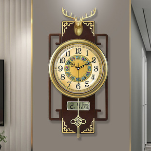 新款 饰轻奢挂表 新中式 挂钟客厅家用高档创意静音时钟万年历餐厅装