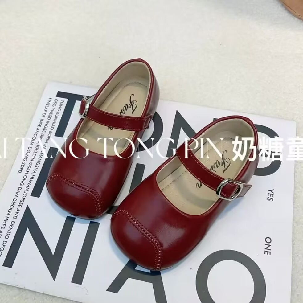 女童皮鞋2025春秋季新款浅口儿童单鞋宝宝豆豆鞋玛丽珍软底奶奶鞋
