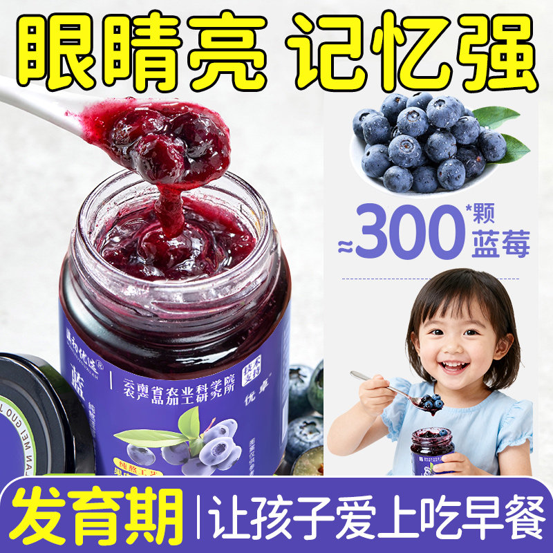 蓝莓酱果酱无添加儿童健康小吃营养涂抹面包吐司早餐速食免煮学生