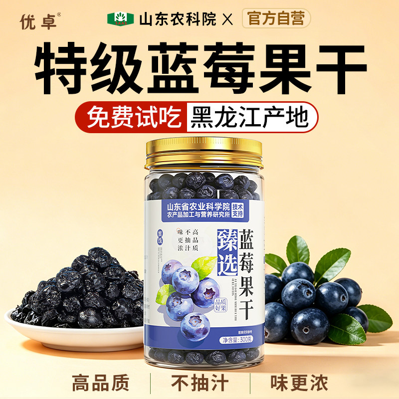 蓝莓干官方旗舰店果干无糖精大兴安岭大果小包装无添加野生非有机