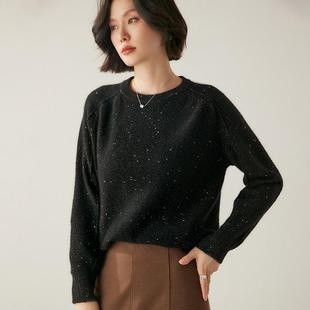 插肩袖 软糯亲肤山羊绒衫 女圆领毛衣秋冬保暖加厚羊毛针织打底衫