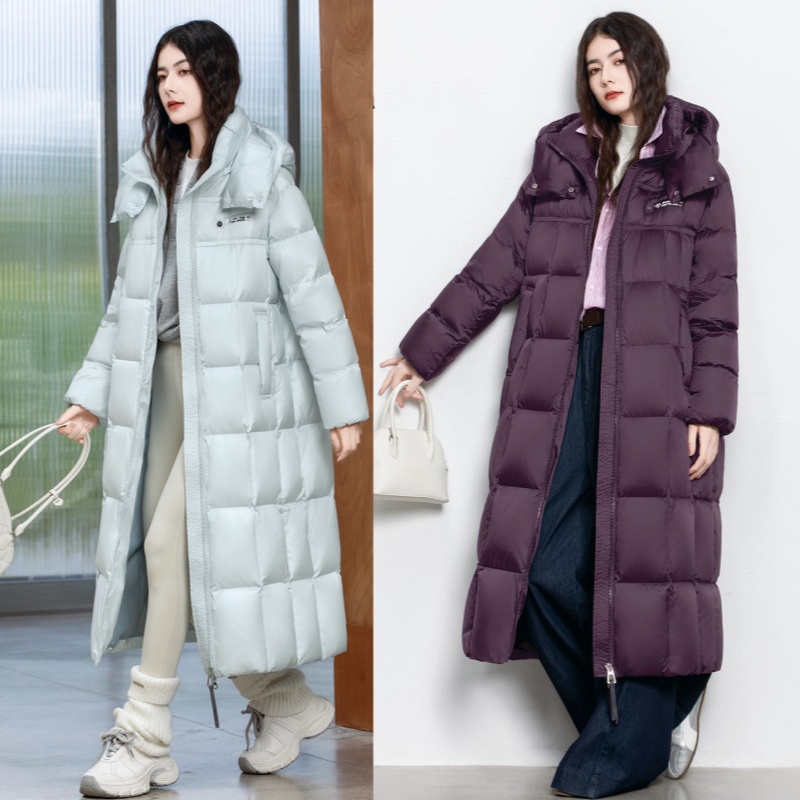2025款女时尚修身长款羽绒服九成品B680李半成品定制翻新加厚加工