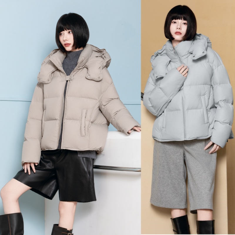 2025款女休闲宽松短款羽绒服九成品F750李半成品定制翻新加厚加工