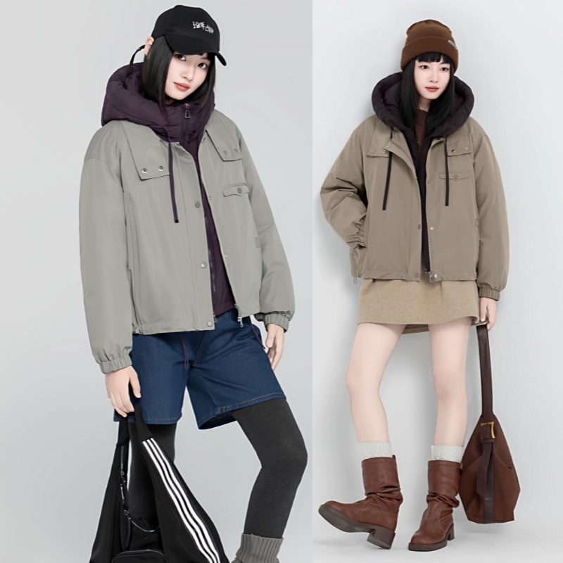 2025新款女活面脱卸款羽绒服九成品S7886半成品衣壳翻新定制加工