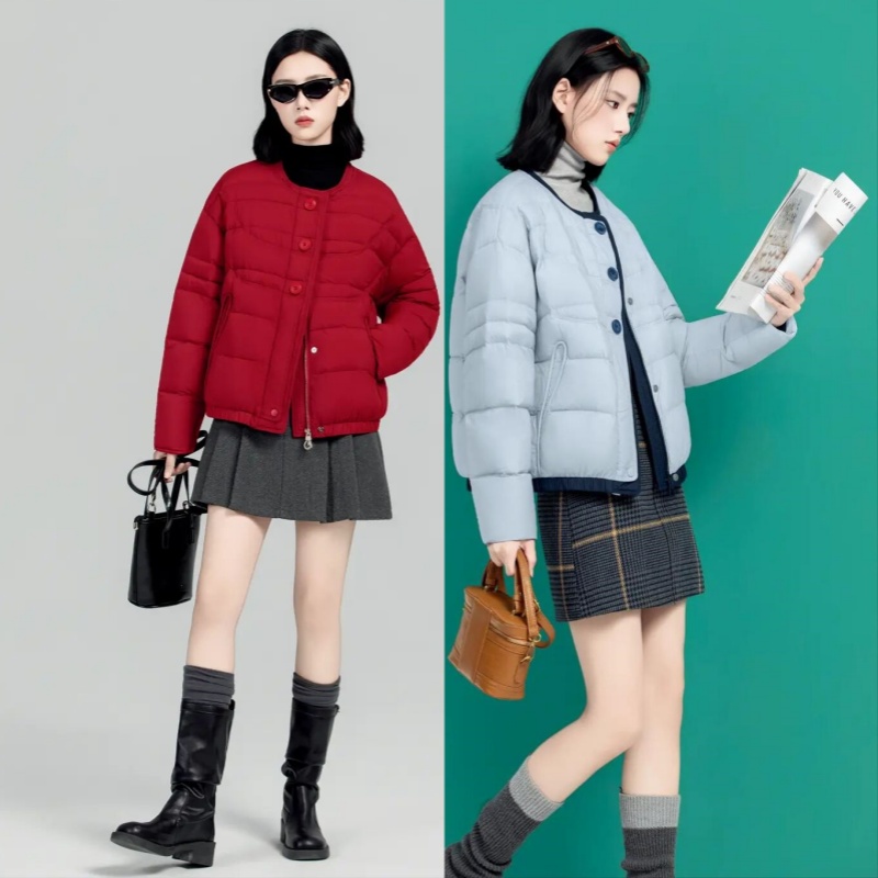 2025款女休闲宽松短款羽绒服九成品2822李半成品定制翻新加厚加工