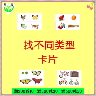 找不同类型 实物卡通 自闭症/发育迟缓/孤独症 特教教具 训练卡片