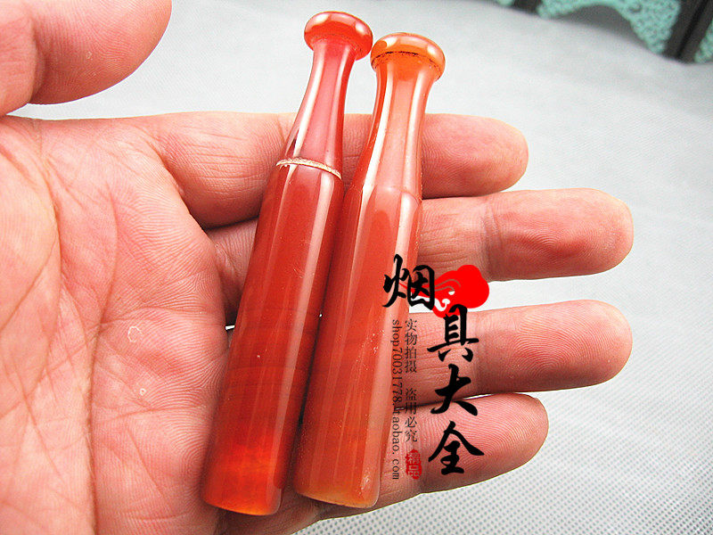 天然冰种红玛瑙旱烟嘴 玉石玉髓南红旱烟袋嘴烟杆烟锅烟具配件