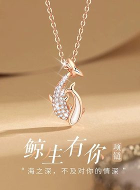 纯银S999轻奢小众海豚项链女锁骨链高级设计生日礼物情人节送女友