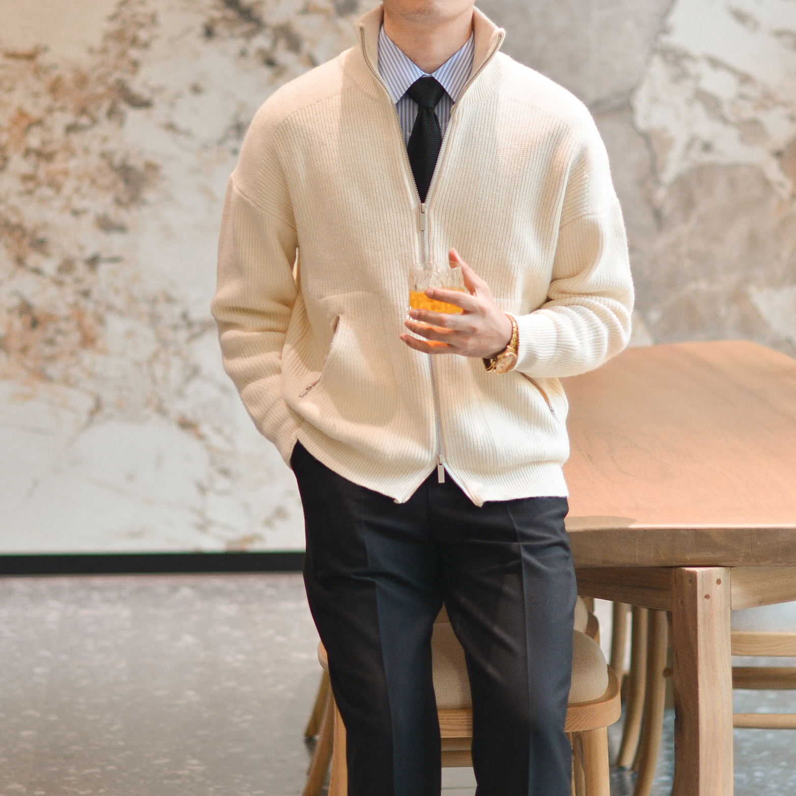 男士休闲宽松ins韩国毛衣夹克