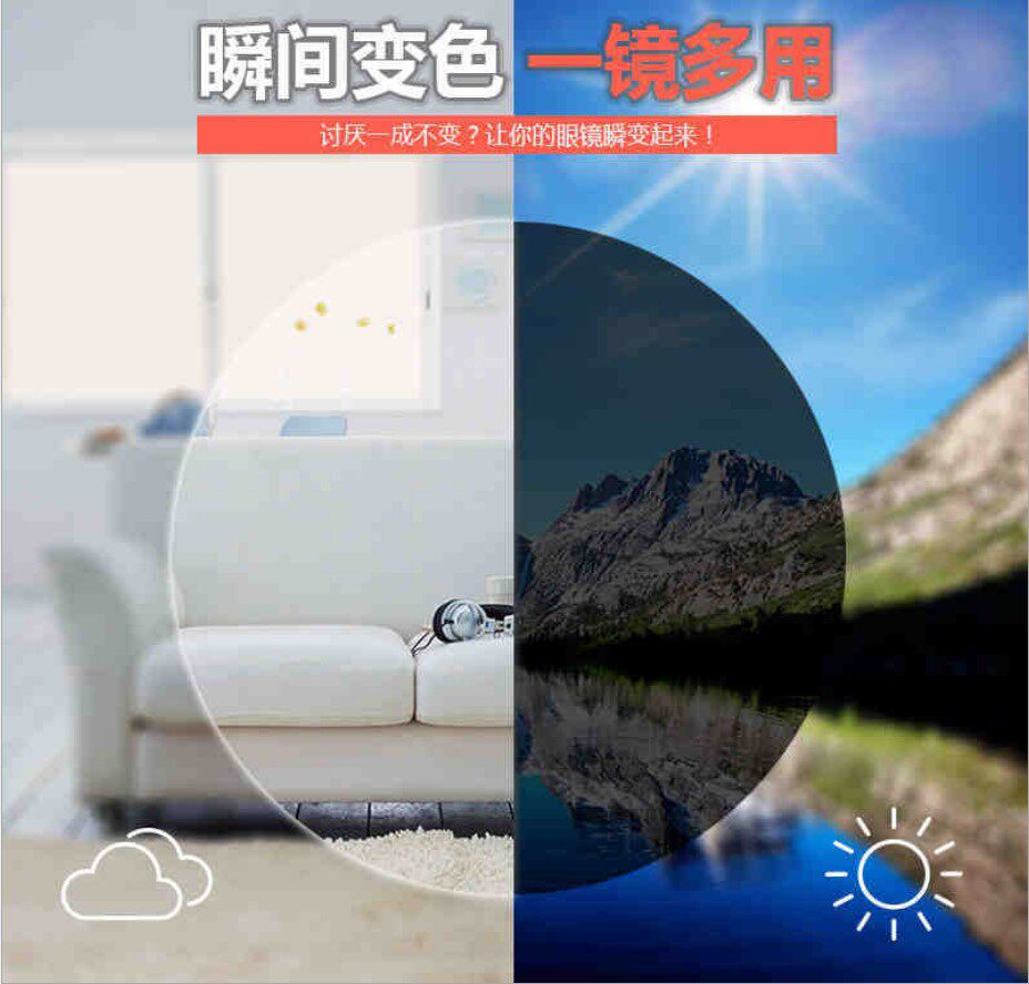 正品1.56 1.61  1.67超薄近视变色片变色眼镜男女近视镜非球面镜