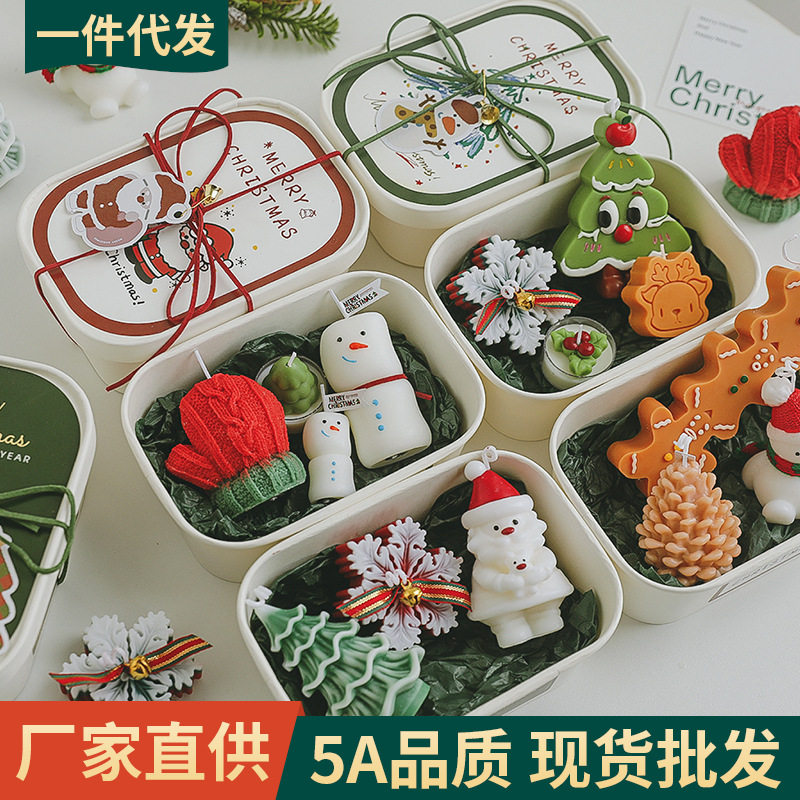 香薰蜡烛礼盒雪人圣诞树姜饼人造型平安夜伴手礼圣诞节氛围感礼物