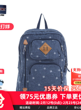 JanSport户外运动复古皮革双肩书包短途旅行通用收纳轻便潮流背包