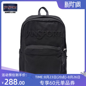 JanSport双肩包新款休闲校园女帆布书包男黑色电脑包出游4QUA