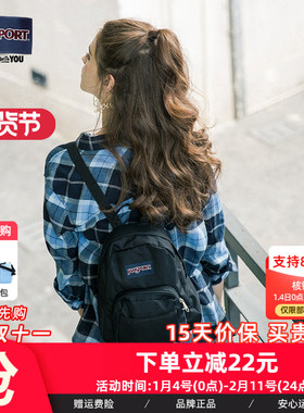 JanSport新潮百搭ins迷你双肩背包mini时尚女经典黑小背包TDH6