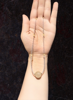 15m黄水晶球配2m白尖晶配4m黄水吊坠项链锁骨链多样性发货