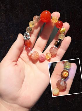 18m万人迷发晶配胶花九尾带隐藏紫光灯扎基多宝手串圈口较大