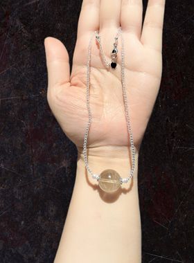 17m大灯泡黄水晶顶珠配2m白尖晶吊坠项链锁骨链接受内部结构棉裂