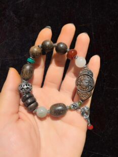 12m绿旗沉沉配虫漏南红扎基娘娘扎基拉姆牌手串手链