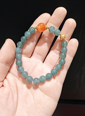 7.5m高品质蓝水翡翠配南红配s925银配颜色水头较好无优化