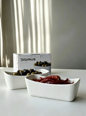 诺裔家 德国blomus欧式简约白瓷长方形泡菜橄榄菜蘸料炸鱼薯条碗