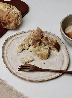 诺裔家 日式器 松川制陶原矿陶泥高温烧窑侘寂风格哑光窑变大平盘