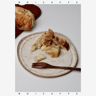 诺裔家陶泥侘寂哑光窑变大平盘