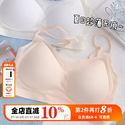 粉底液内衣~隐形文胸女无痕夏季超薄款无感细肩带美背防下垂透气
