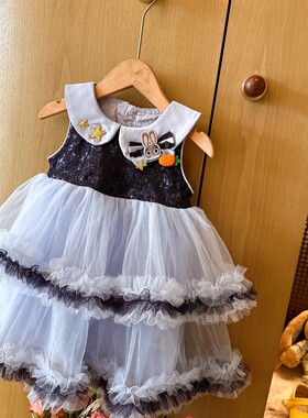 HHkids女童兔子警官学院风网纱背心裙宝宝可爱公主连衣裙BQZ260