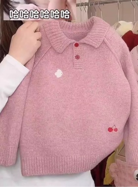 女童冬季新款针织衫洋气女宝宝翻领休闲保暖毛衣FMY021